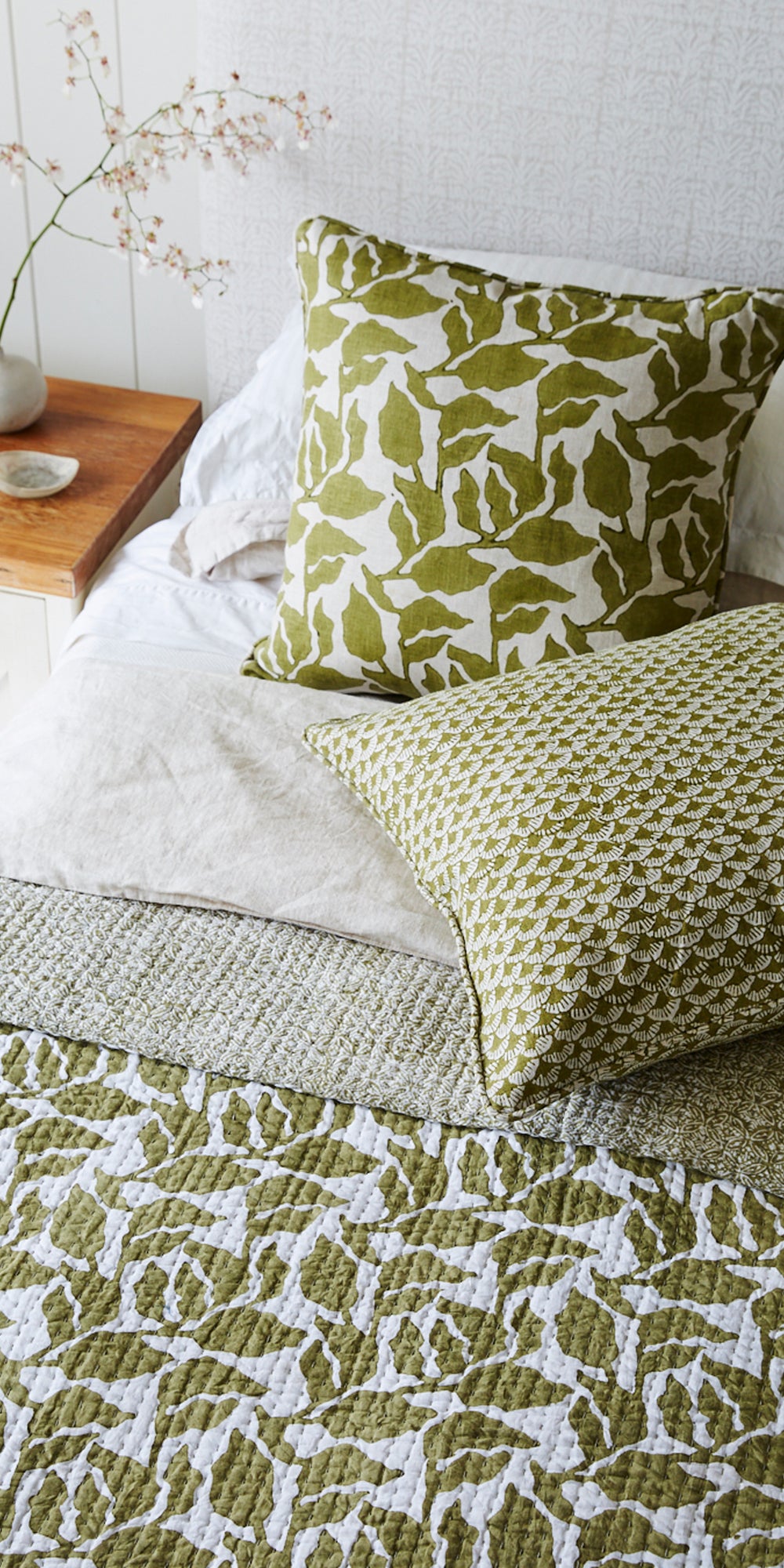 Flores Moss Pillowcase in - Cushions - Walter G Australia