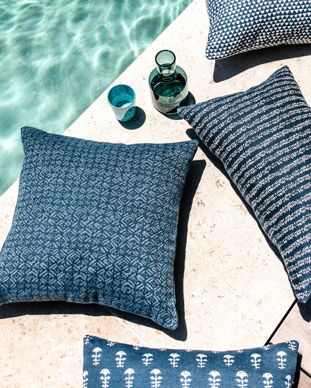 Batik Deep Ocean Outdoor Pillow