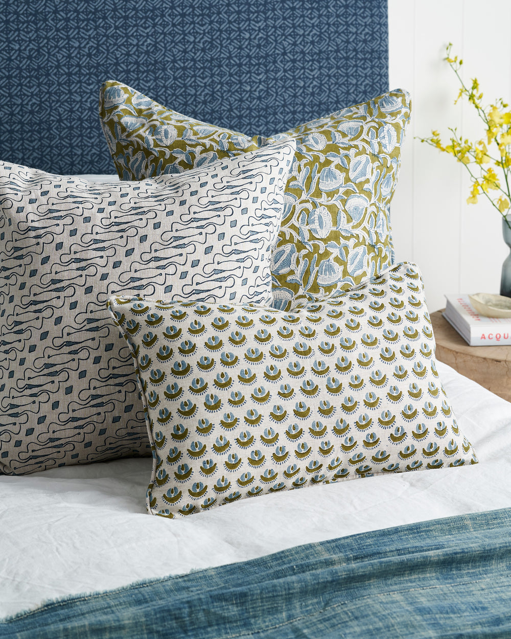 Marbella Moss Azure Pillow