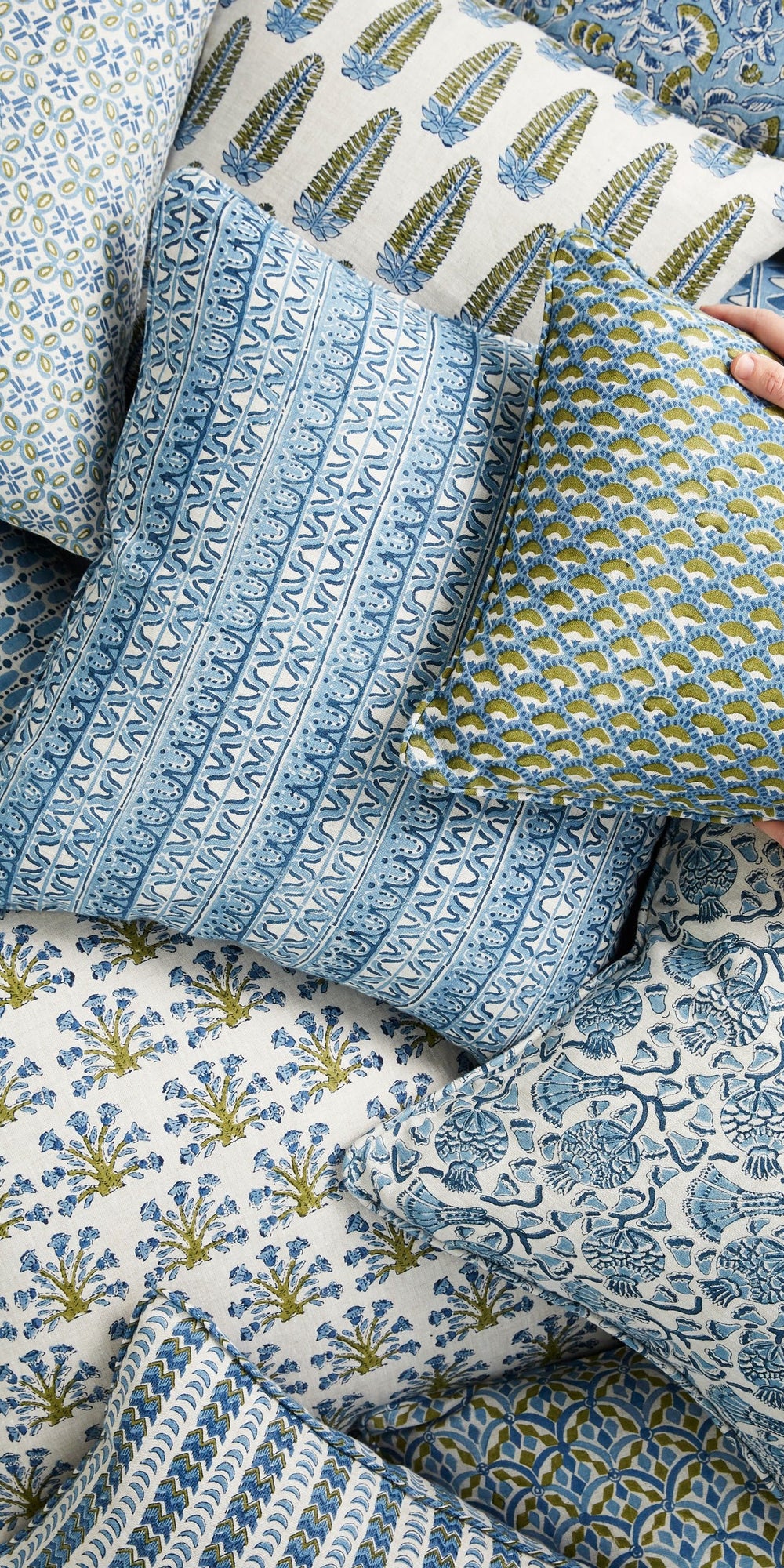 Samode Moss Azure Pillowcase in - Cushions - Walter G Australia