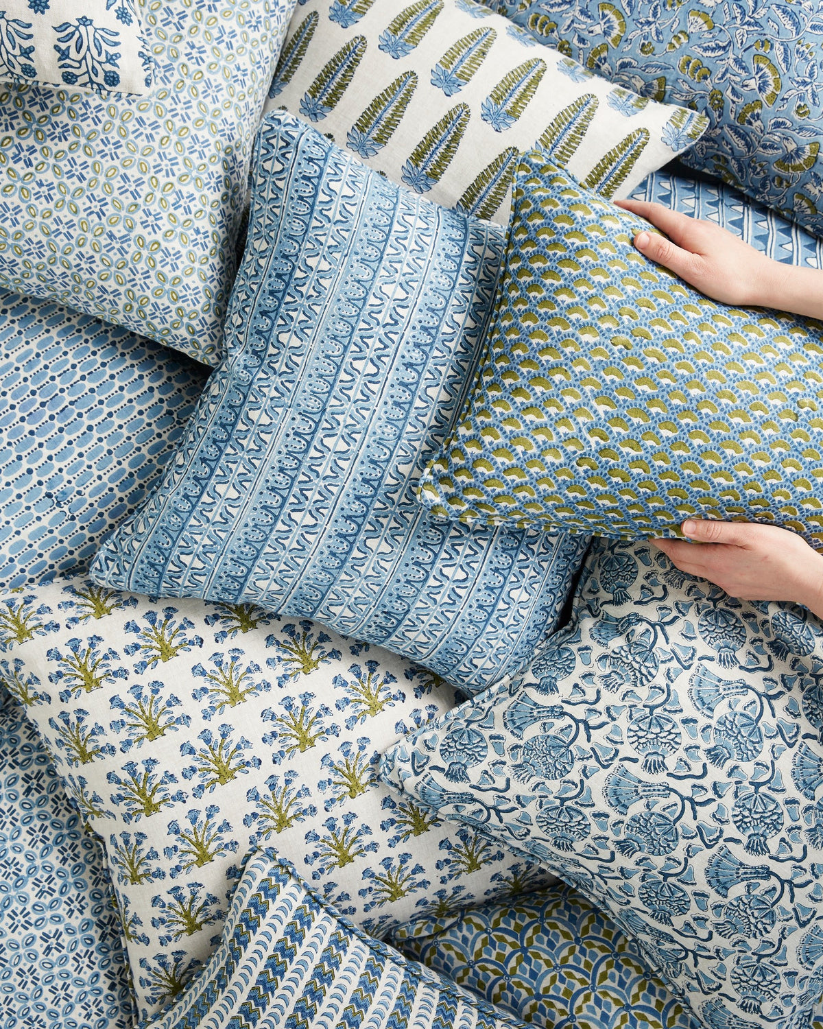Samode Moss Azure Pillowcase