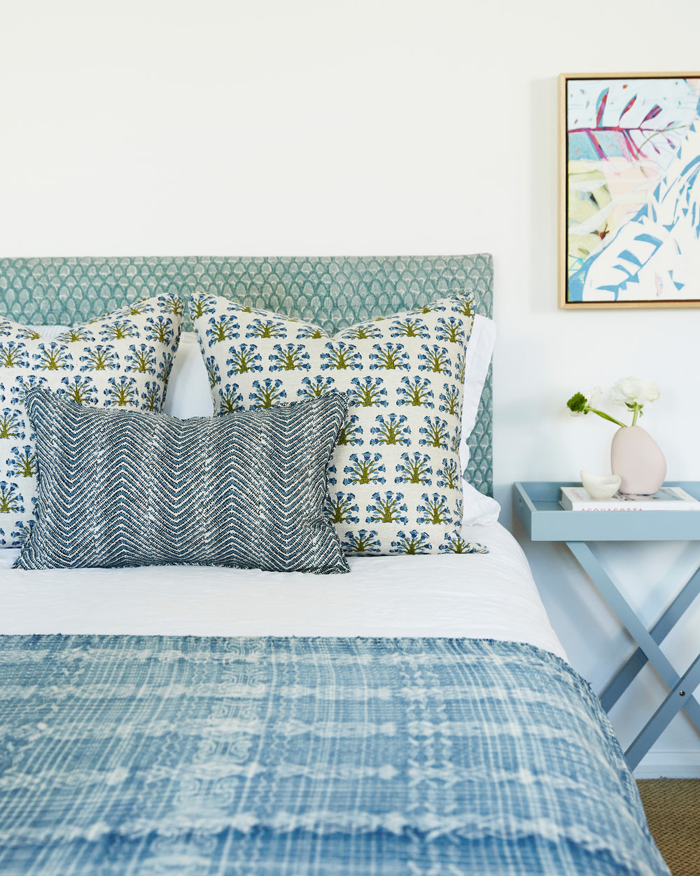 Samode Moss Azure Pillowcase