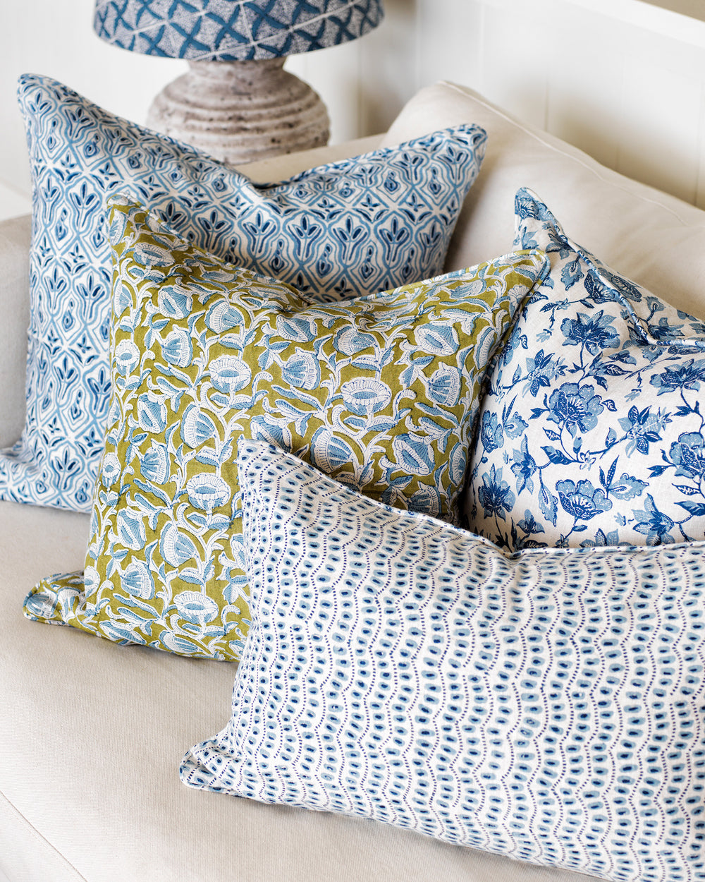 Marbella Moss Azure Pillow