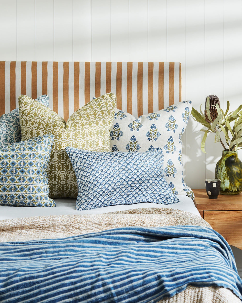 Ankara Moss Azure Pillowcase in - Cushions - Walter G Australia