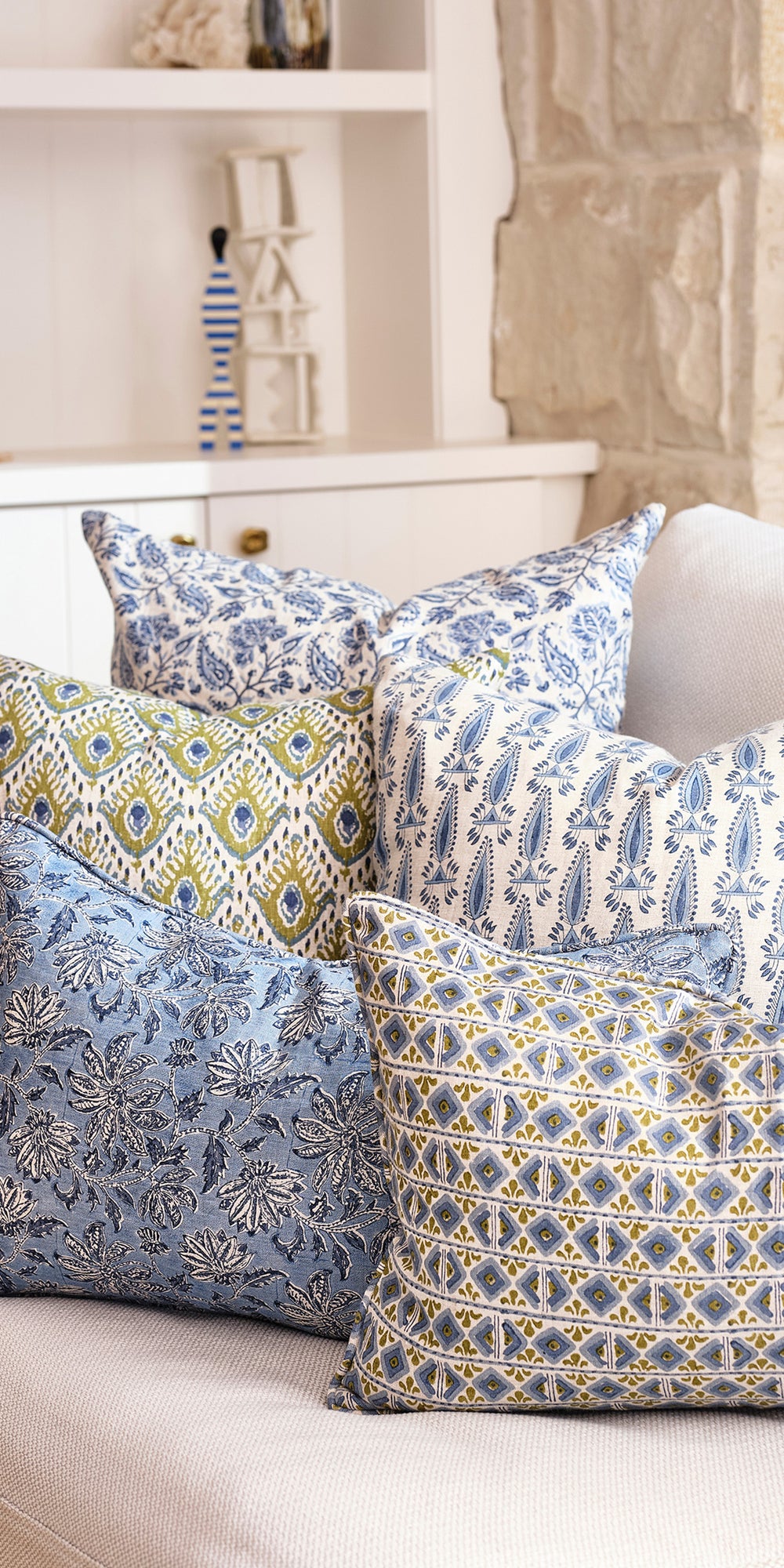 Tashkent Moss Azure Pillowcase in - Cushions - Walter G Australia