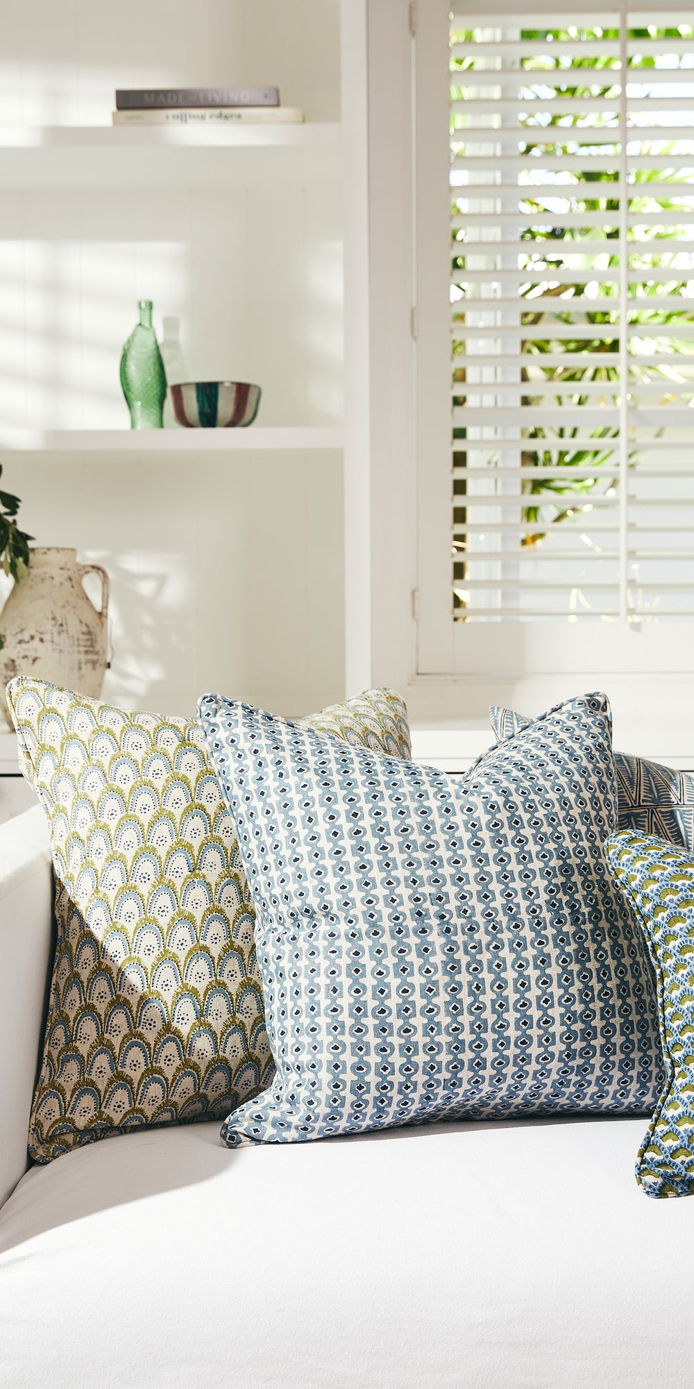 Naples Moss Azure Pillowcase in - Cushions - Walter G Australia