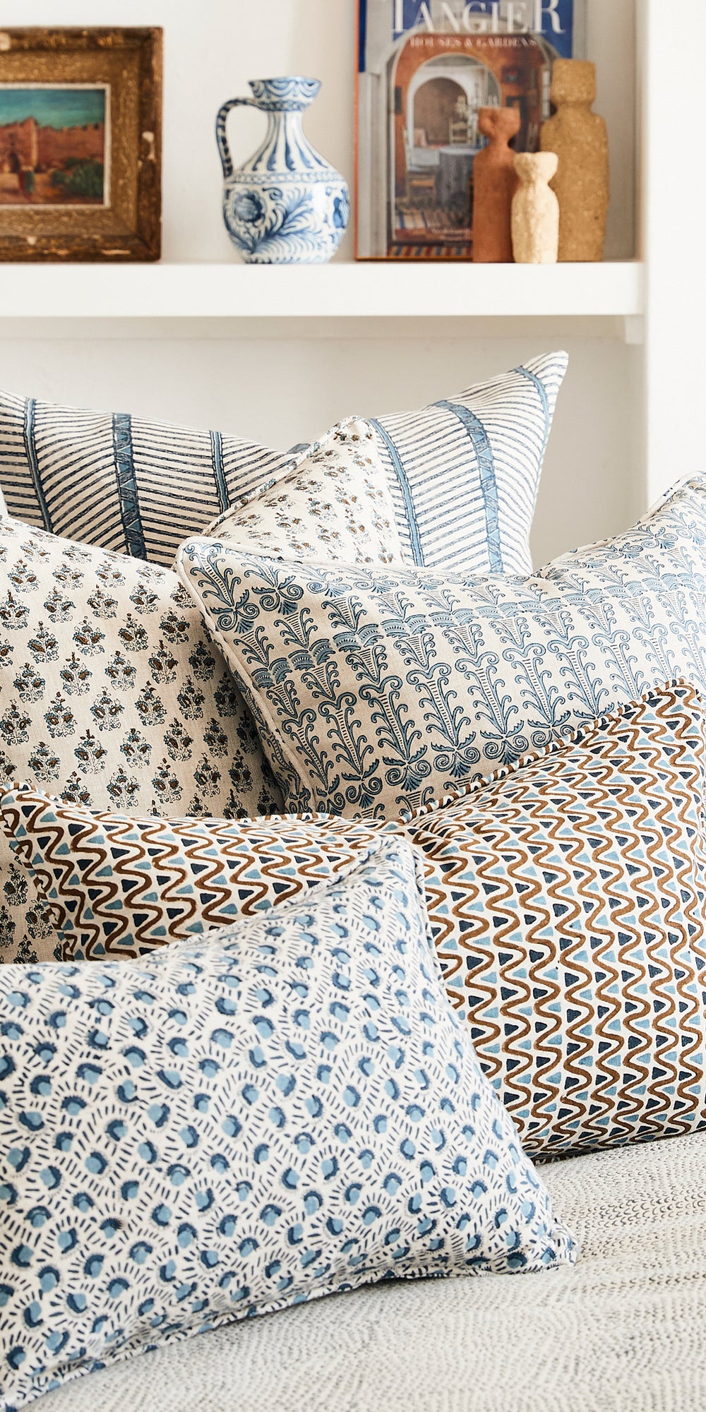 Sanganer Tobacco Pillowcase in - Cushions - Walter G Australia