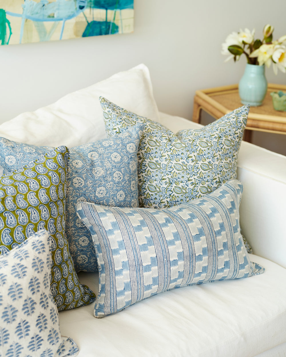 Simrane Moss Azure Pillowcase