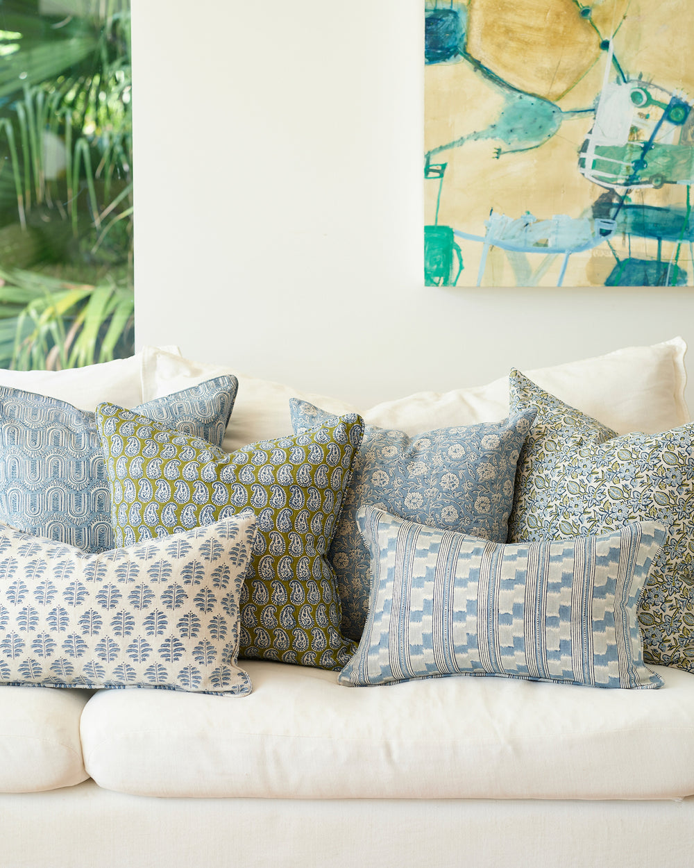 Simrane Moss Azure Pillowcase