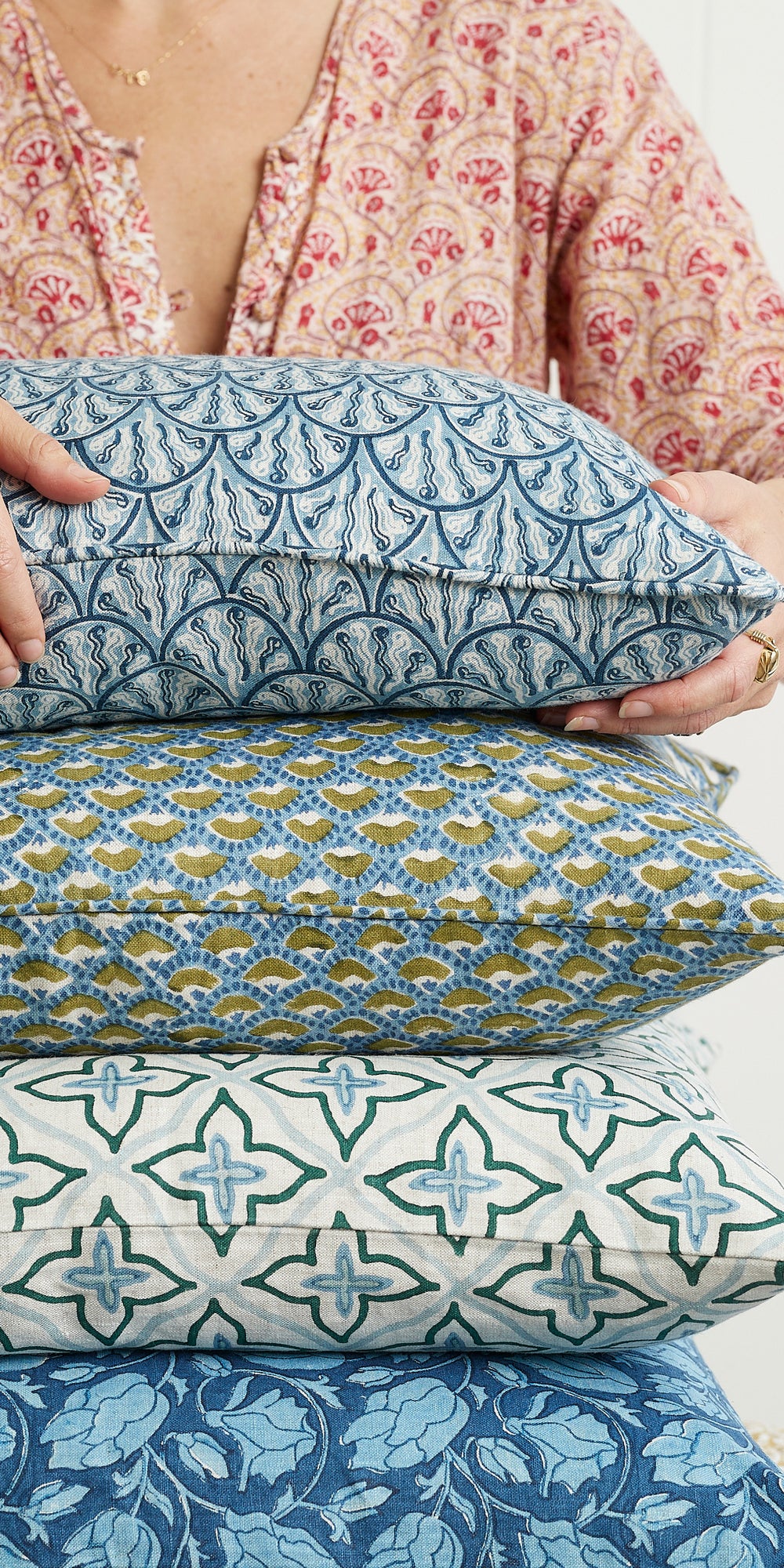 Naples Moss Azure Pillowcase in - Cushions - Walter G Australia