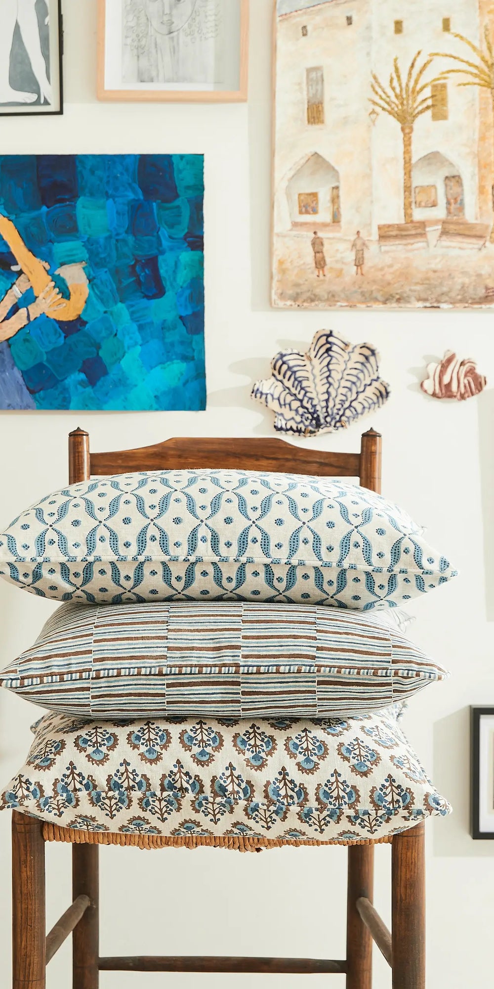 Genoa Azure linen cushion 35x55cm