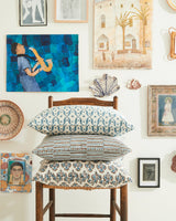 Genoa Azure linen cushion 35x55cm