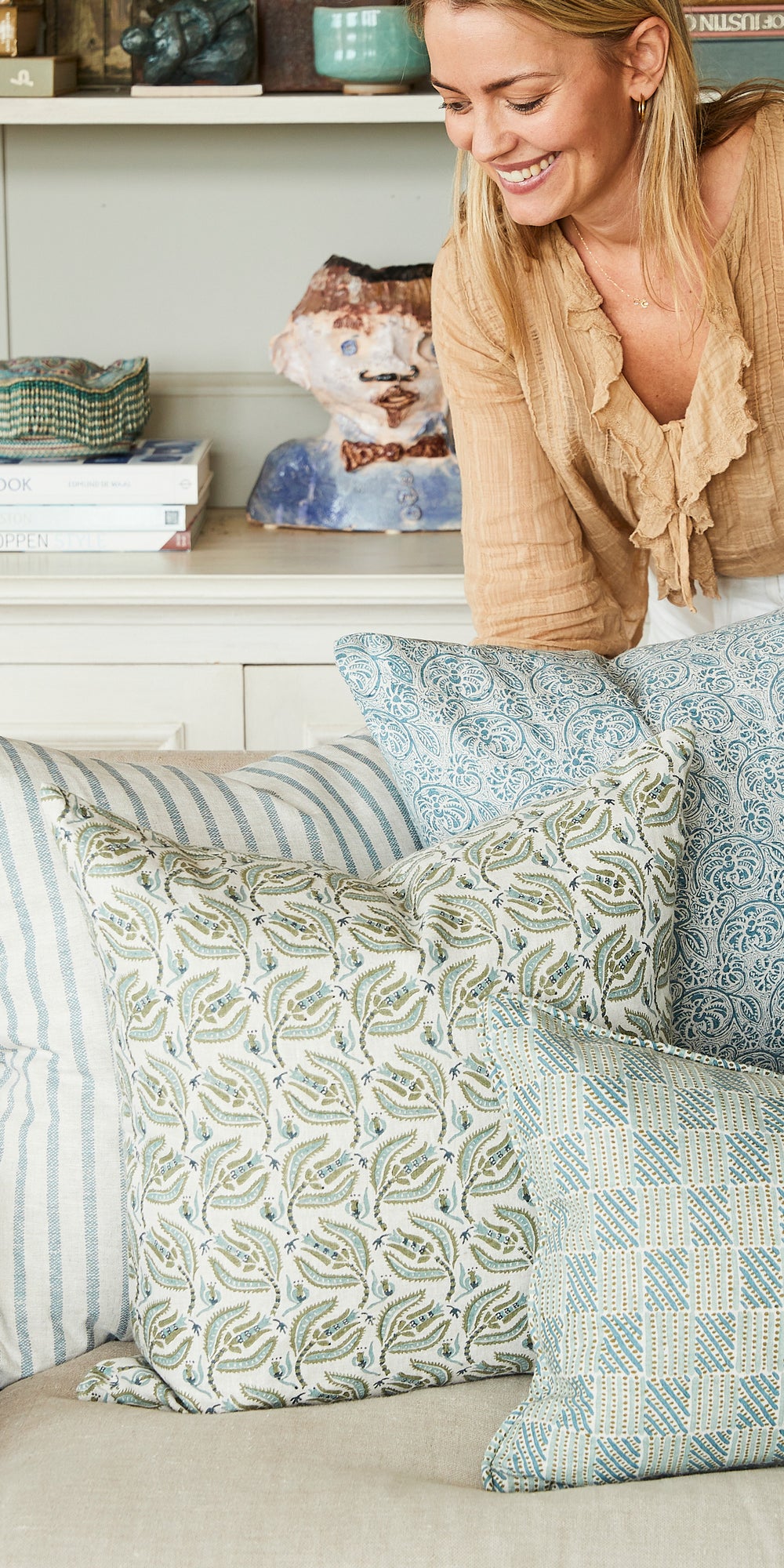 Kumasi Celadon Moss Pillowcase in - Cushions - Walter G Australia