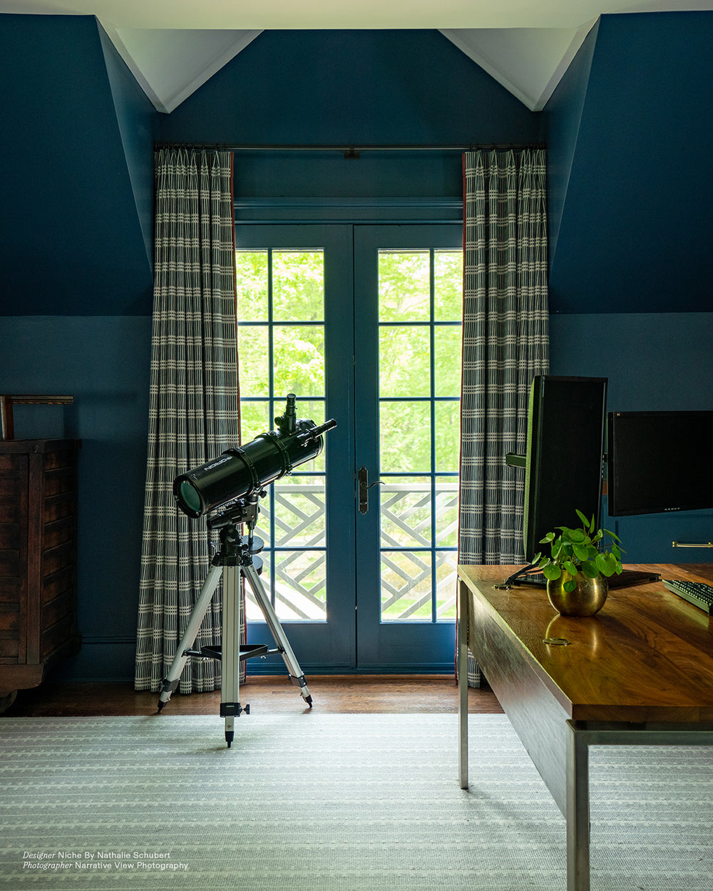 Dash Dot Indian Teal Linen